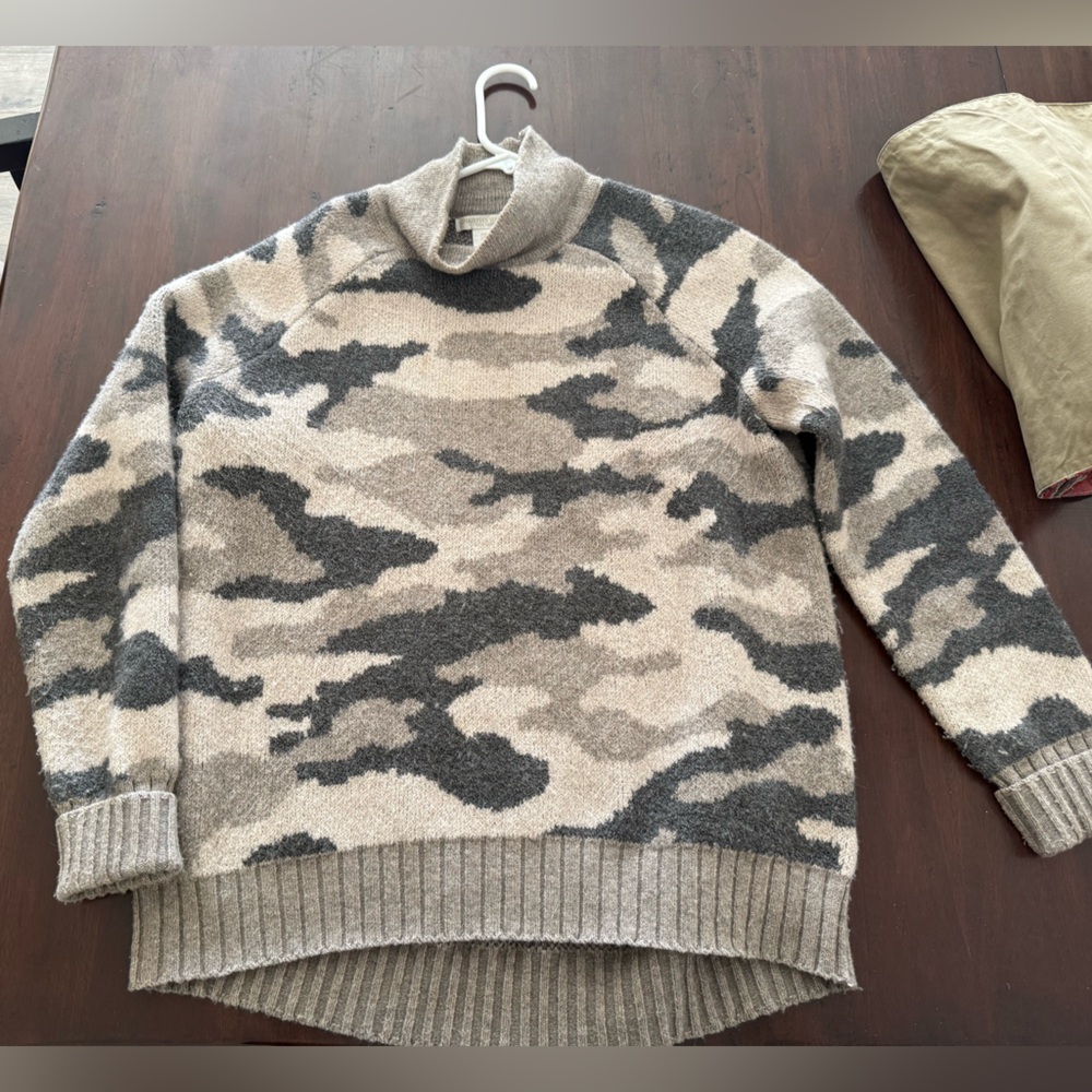 Christian Siriano Cowl Neck Camouflage Sweater